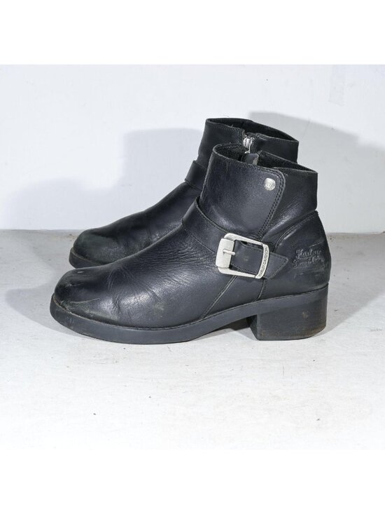 Harley Davidson Shoes - Harley Davidson Black Leather Engineer Ankle Boots Inside Zip Moto Biker Women's
